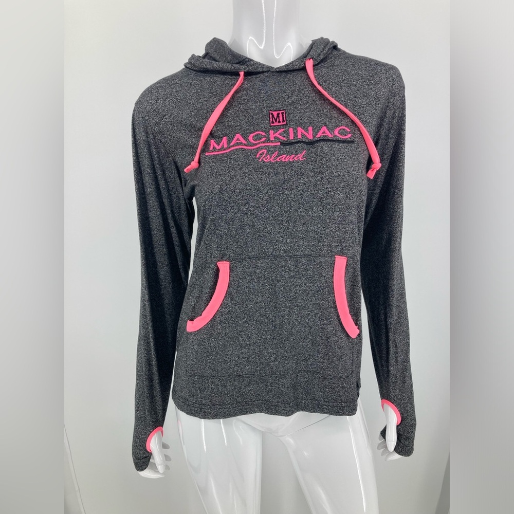 Rag Wear USA Gray & Pink Hooded Mackinaw Island Top Size S Gently Used